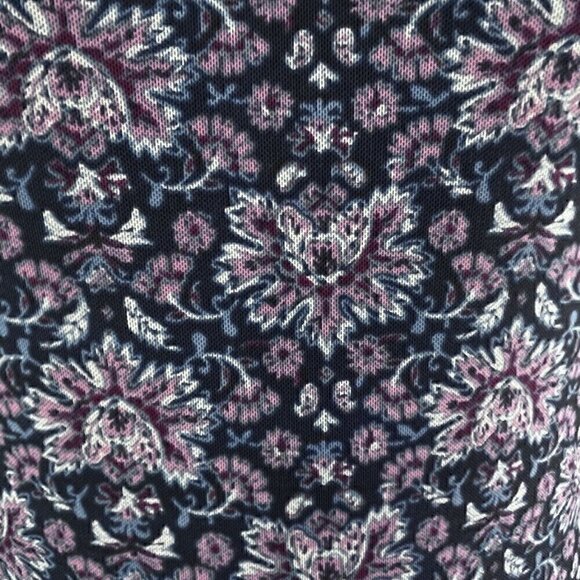 Abercrombie & Fitch Floral Micro Mesh Skater Mini Dress 3/4 Sleeve Womens M Navy - Picture 6 of 10
